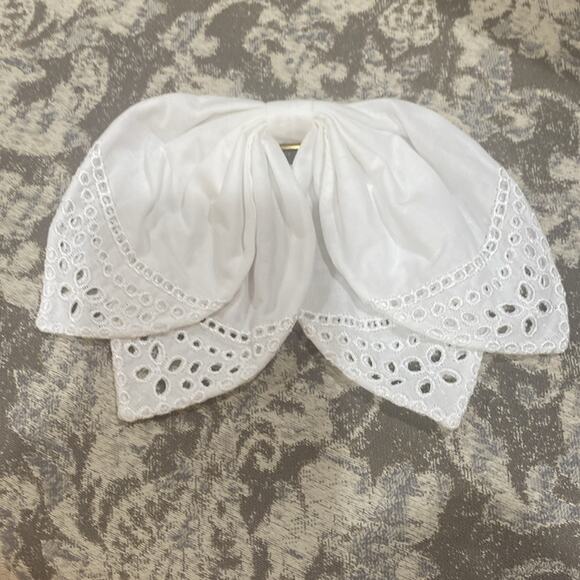 J. Crew white Eyelet bow hair clip Hair barrette - Picture 5 of 9
